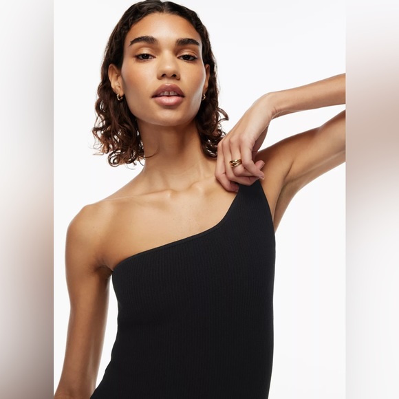 ARITZIA | Babaton Sculpt Knit One-Shoulder Dress in Cement Blue S - Picture 3 of 14